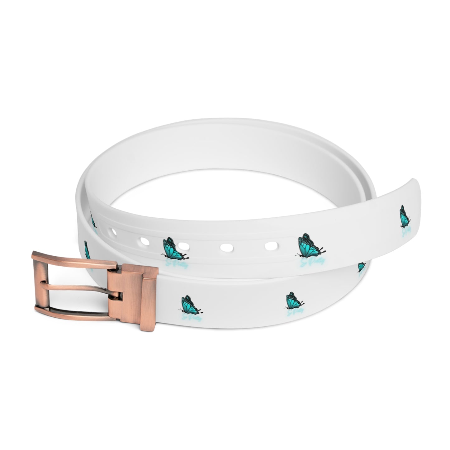 So Pretty Turquoise Butterfly logo belt