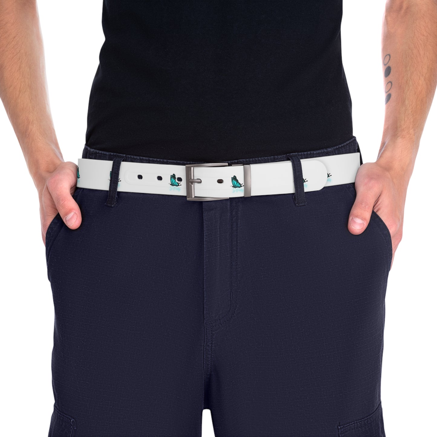 So Pretty Turquoise Butterfly logo belt