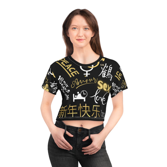 So Pretty Love, Sex and Peace Crop Tee (AOP)