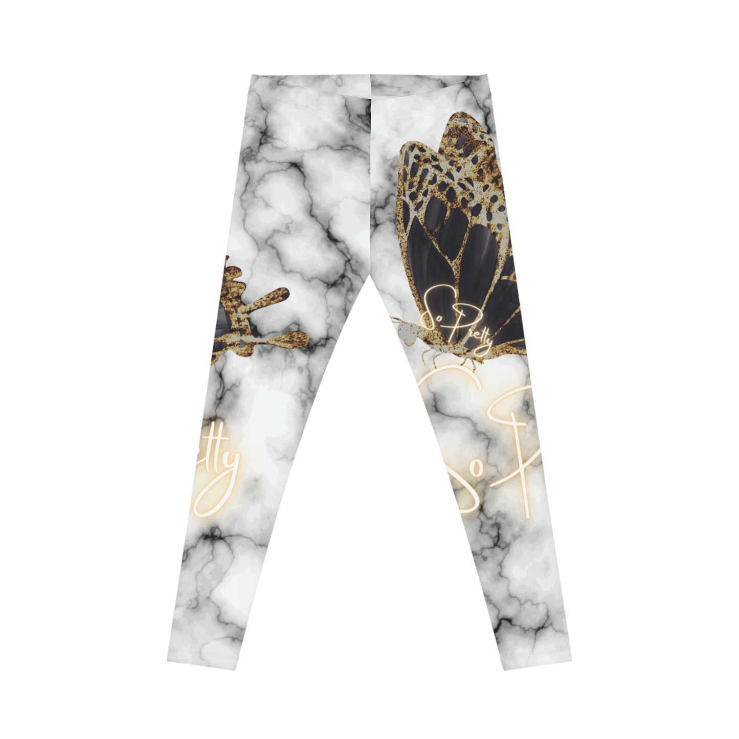 Stretchy Marbleized Leggings with So Pretty logo (AOP)