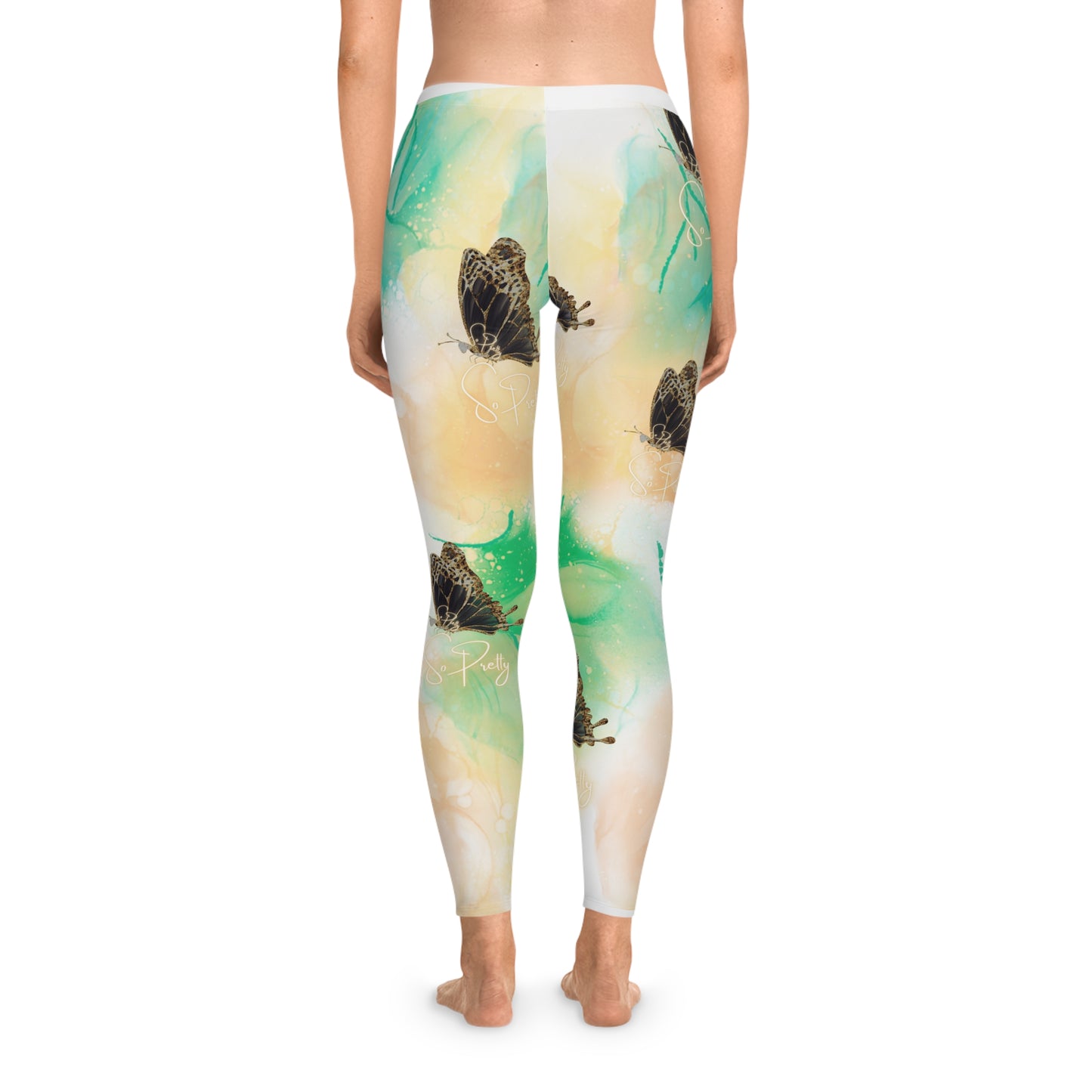 Stretchy, Gold Dusted So Pretty Leggings with So Pretty logo (AOP)