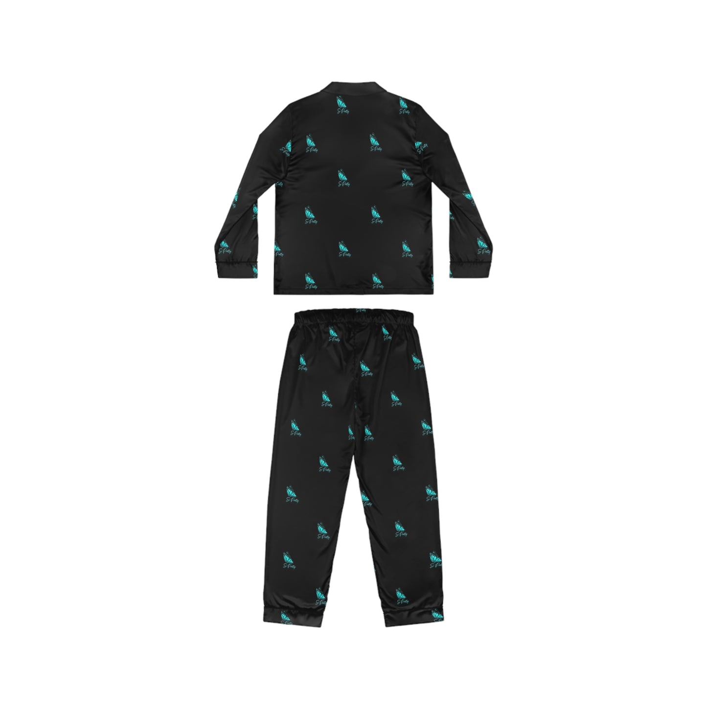 Women's Satin So Pretty Turquoise Butterfly Pajamas (AOP)