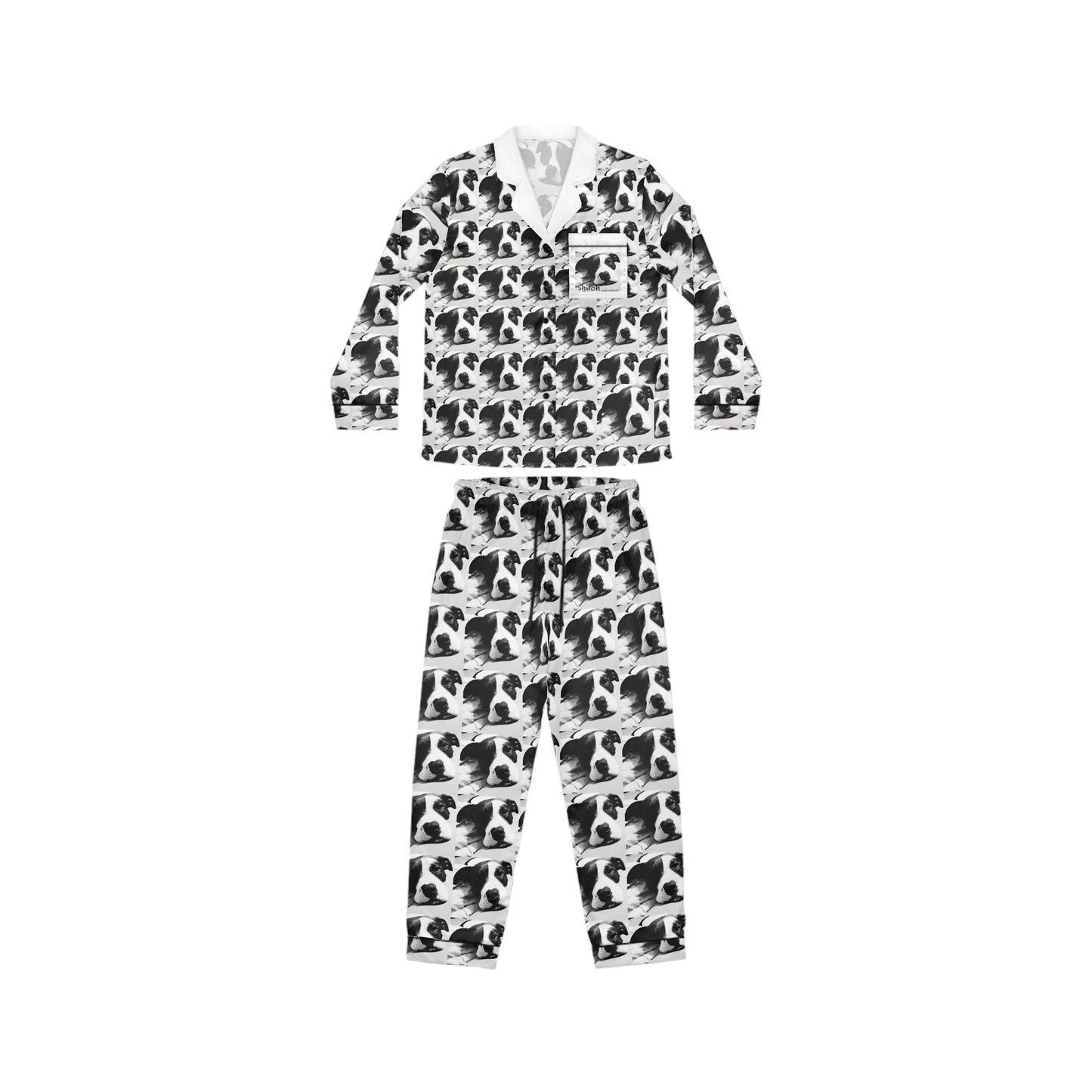 Women's Satin Shiloh the Lovable Dog Pajamas (AOP)