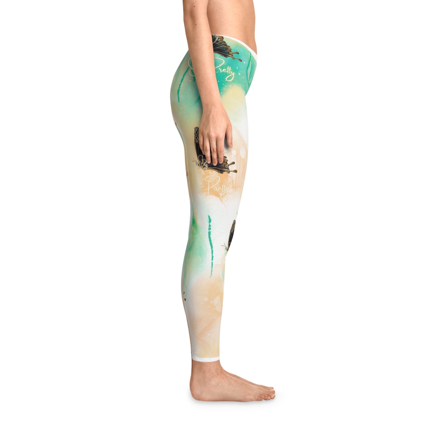 Stretchy, Gold Dusted So Pretty Leggings with So Pretty logo (AOP)