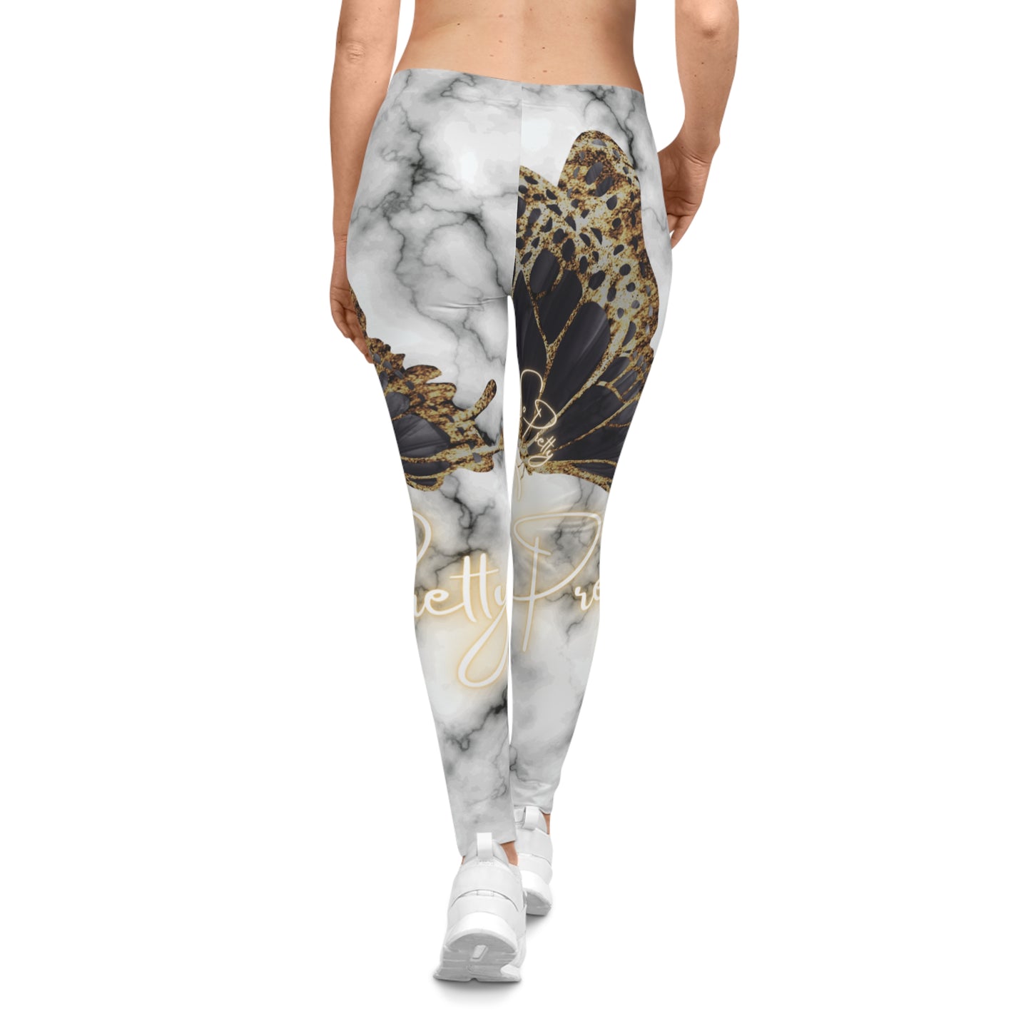 Stretchy Marbleized Leggings with So Pretty logo (AOP)