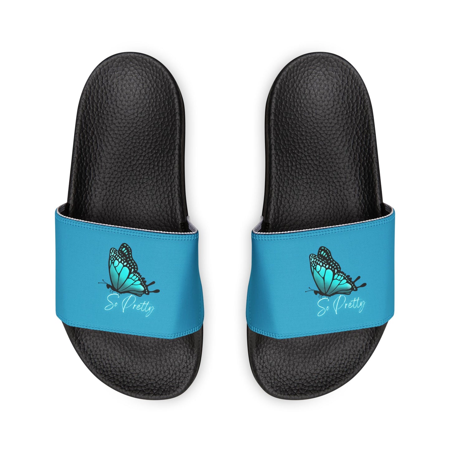 Women's So Pretty Turquoise Butterfly logo Removable-Strap Sandals