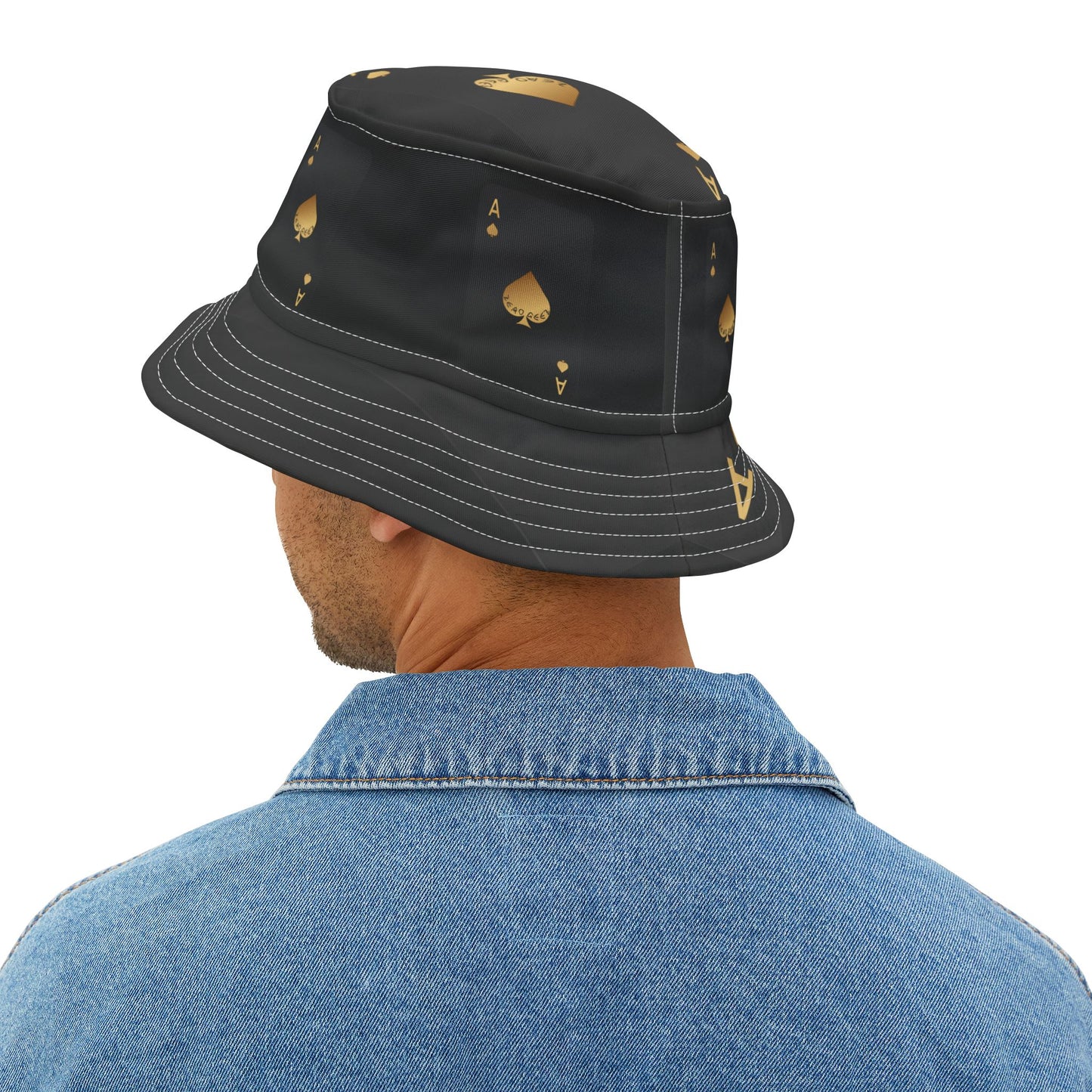 ZER0 GEEZ Black Ace Bucket Hat (AOP)