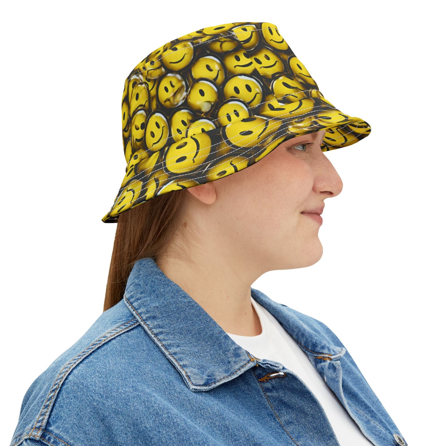 So Pretty Smiley Face Bucket Hat (AOP)