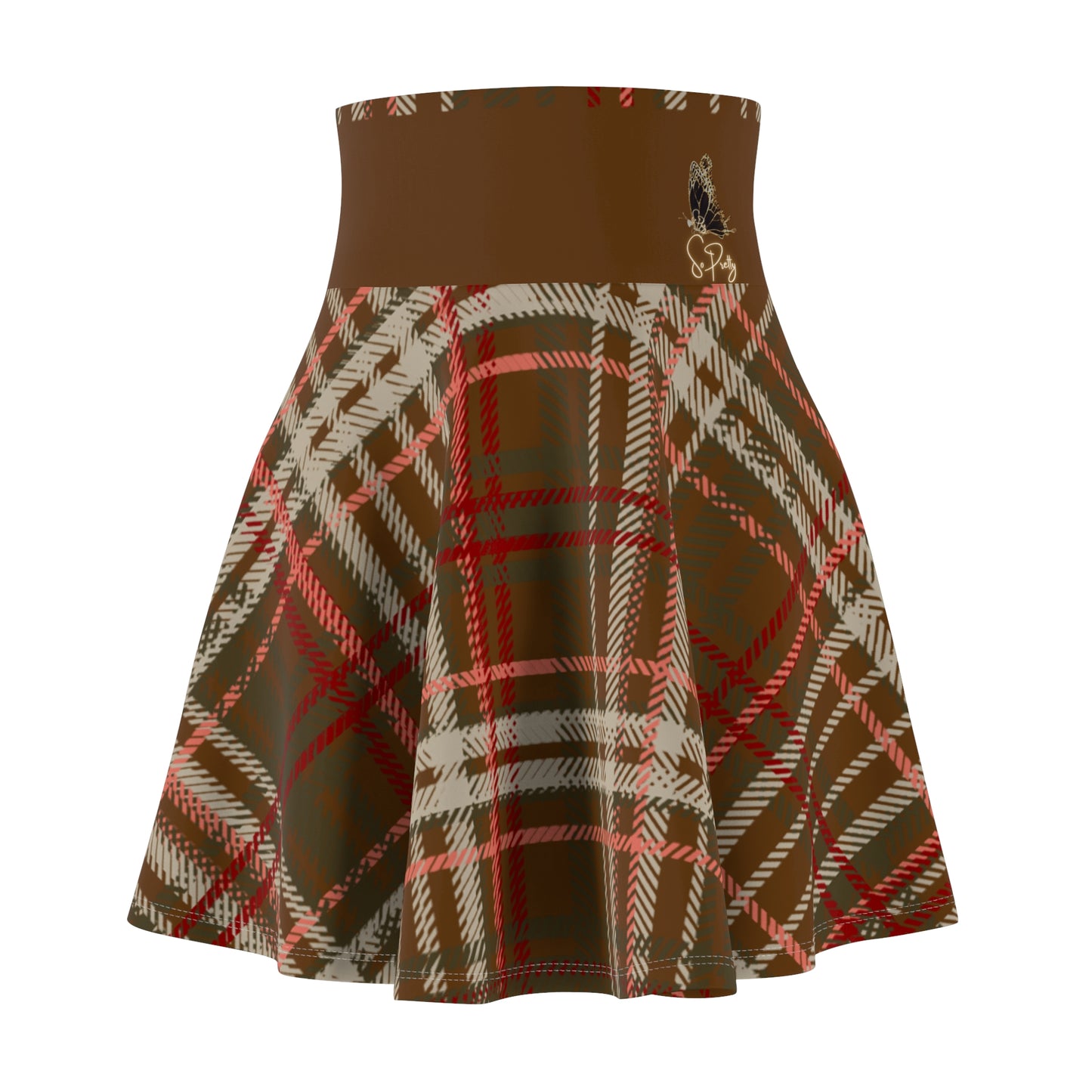 So Pretty Clad in Plaid Women's Skater Skirt (AOP)