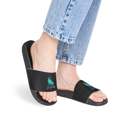 So Pretty Turquoise Butterfly Women's Removable-Strap Sandals