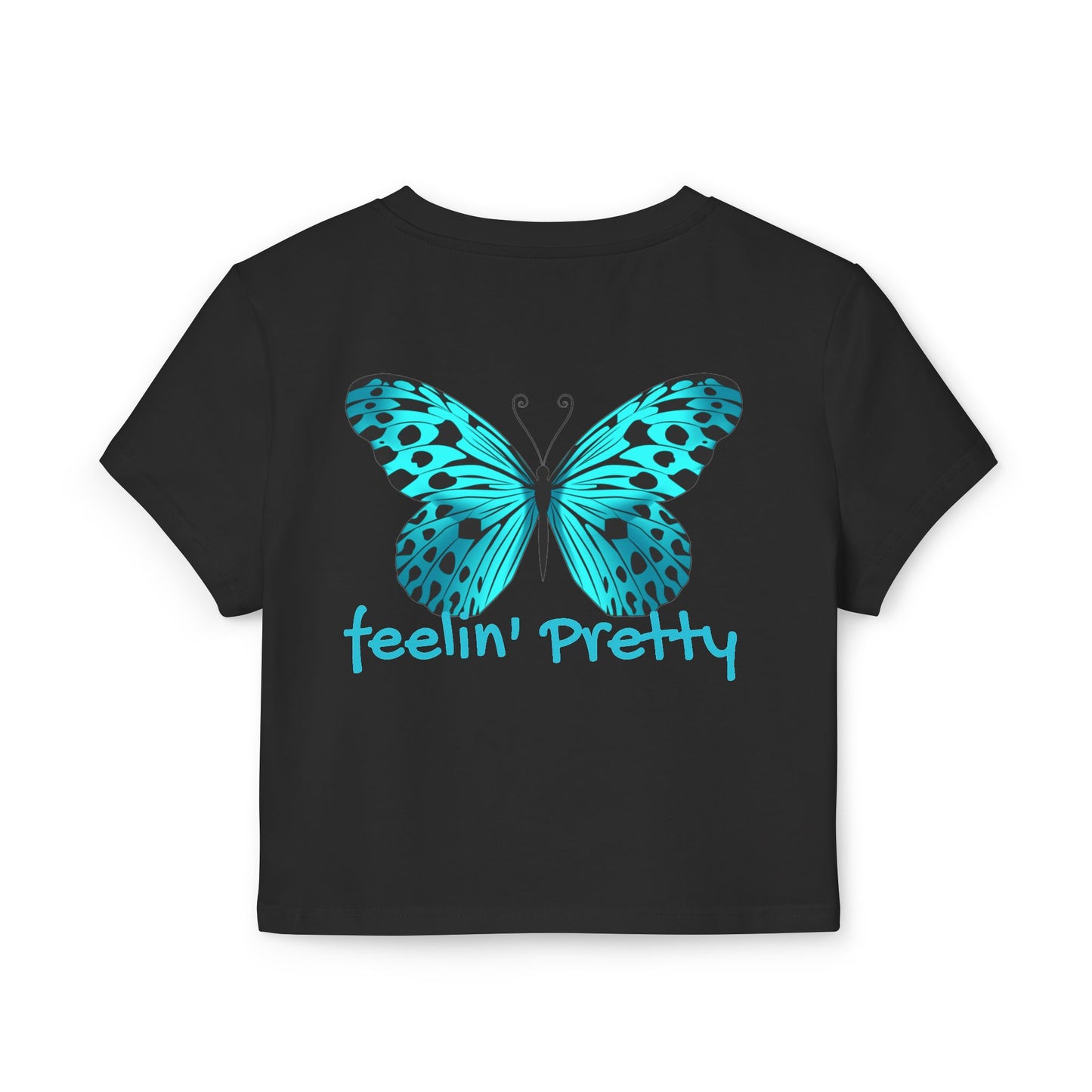 So Pretty Turquoise Butterfly Women's Baby Tee