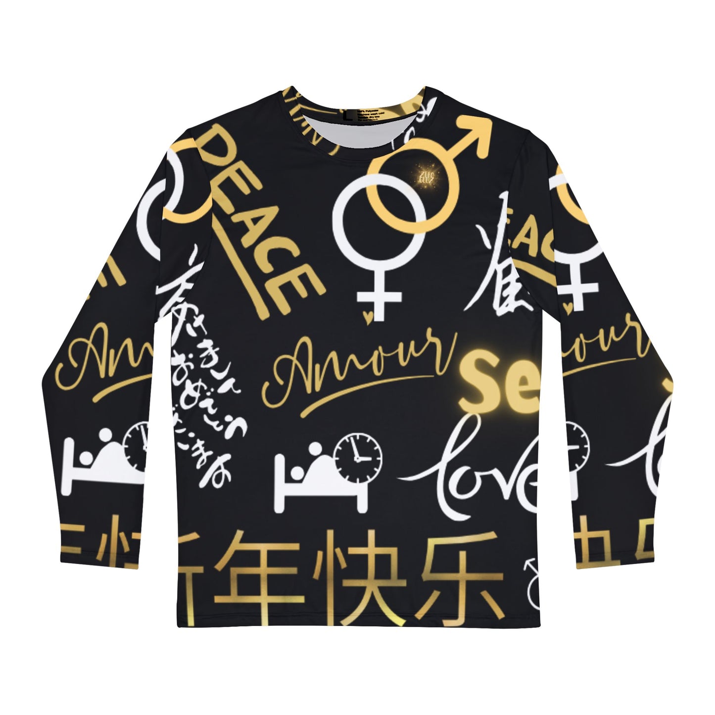 Men's zer0geez Long Sleeve Love, SEX, Peace Shirt (AOP)