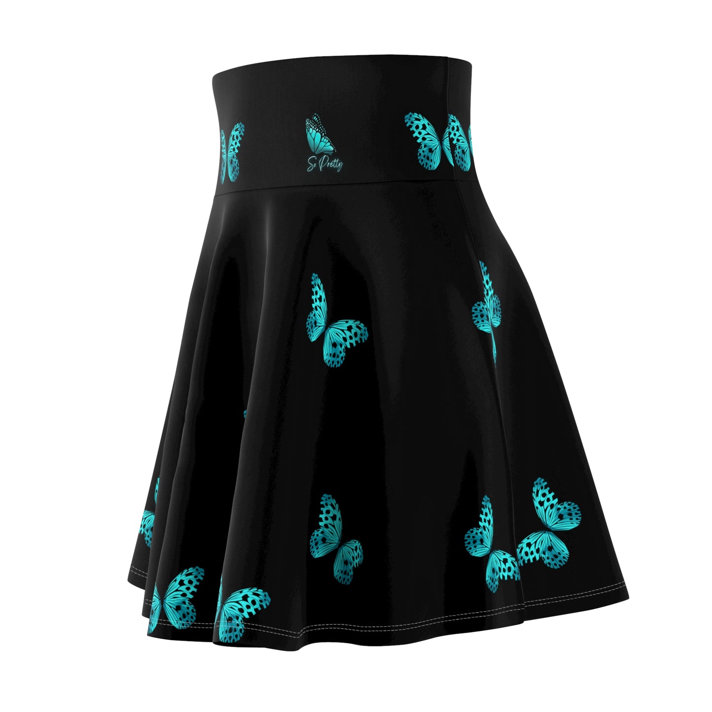 Women's So Pretty Turquoise Butterfly skater Skirt (AOP)