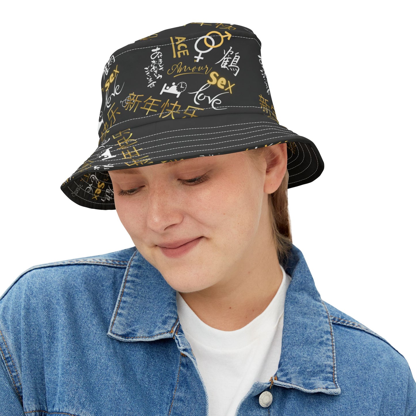 zer0geez Love, SEX, peace Bucket Hat (AOP)