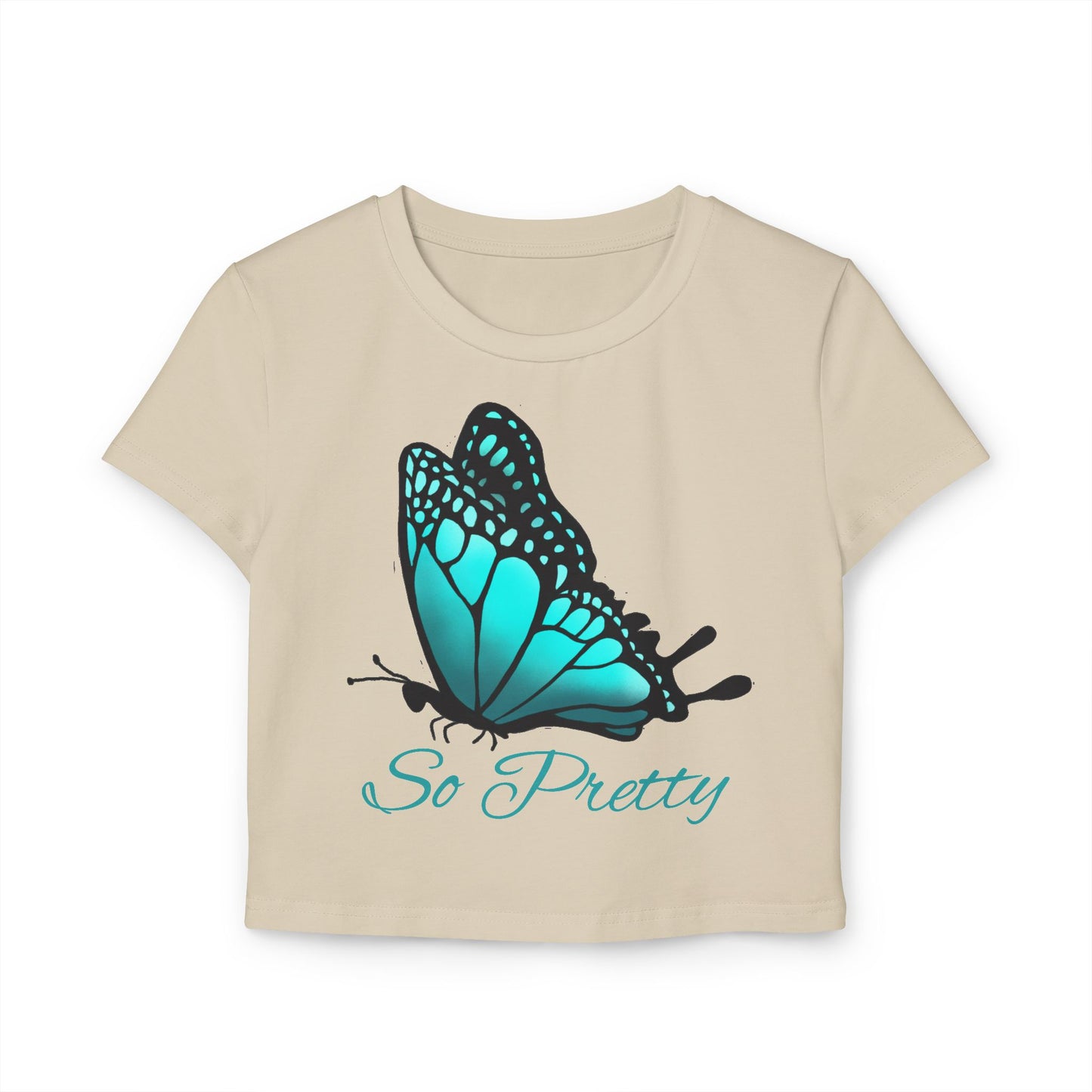 So Pretty Turquoise Butterfly Women's Baby Tee