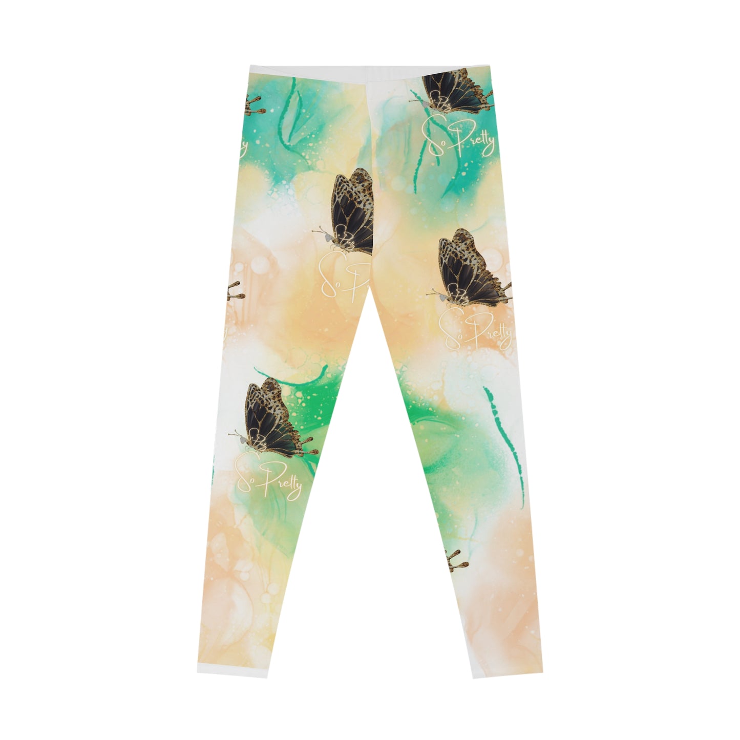 Stretchy, Gold Dusted So Pretty Leggings with So Pretty logo (AOP)