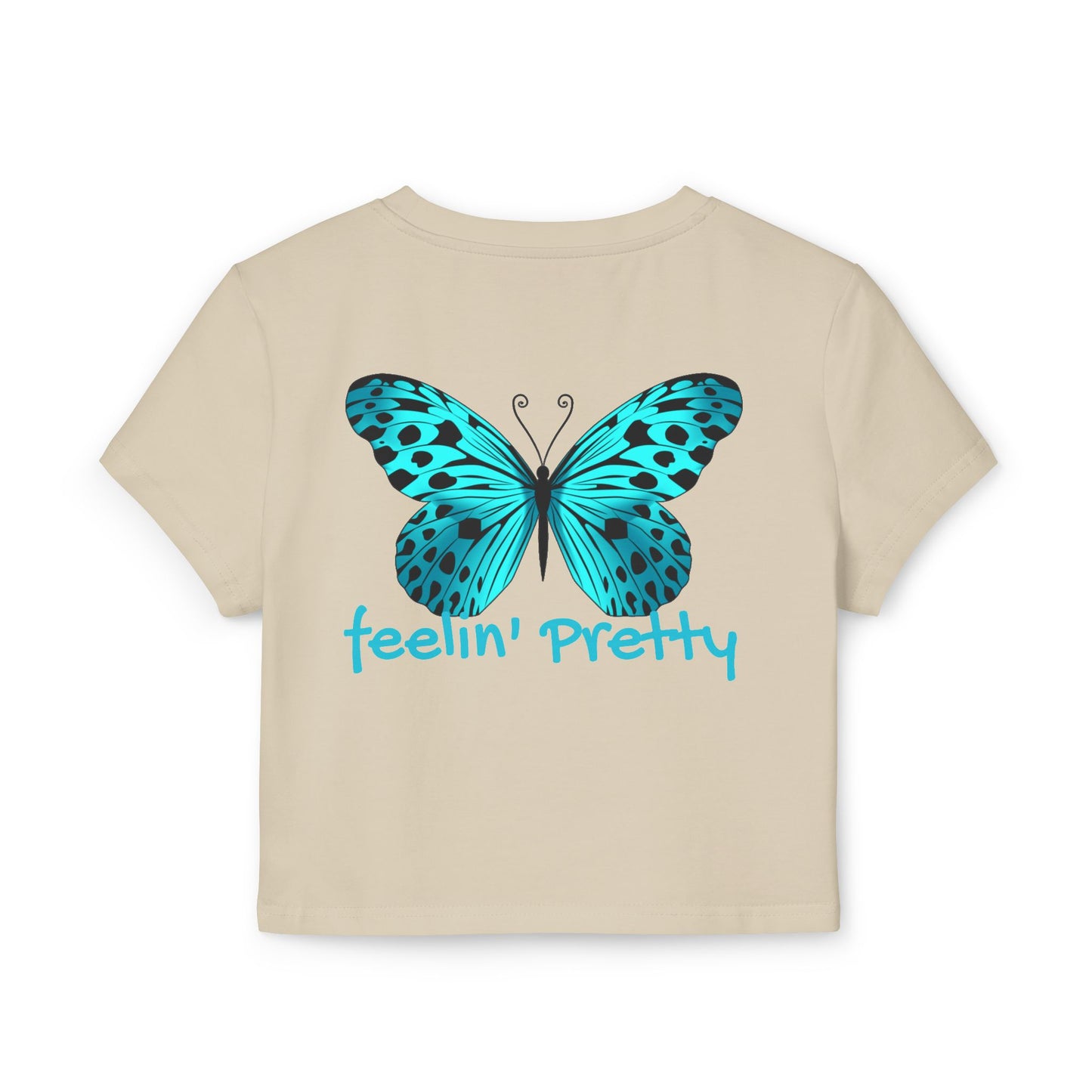 So Pretty Turquoise Butterfly Women's Baby Tee