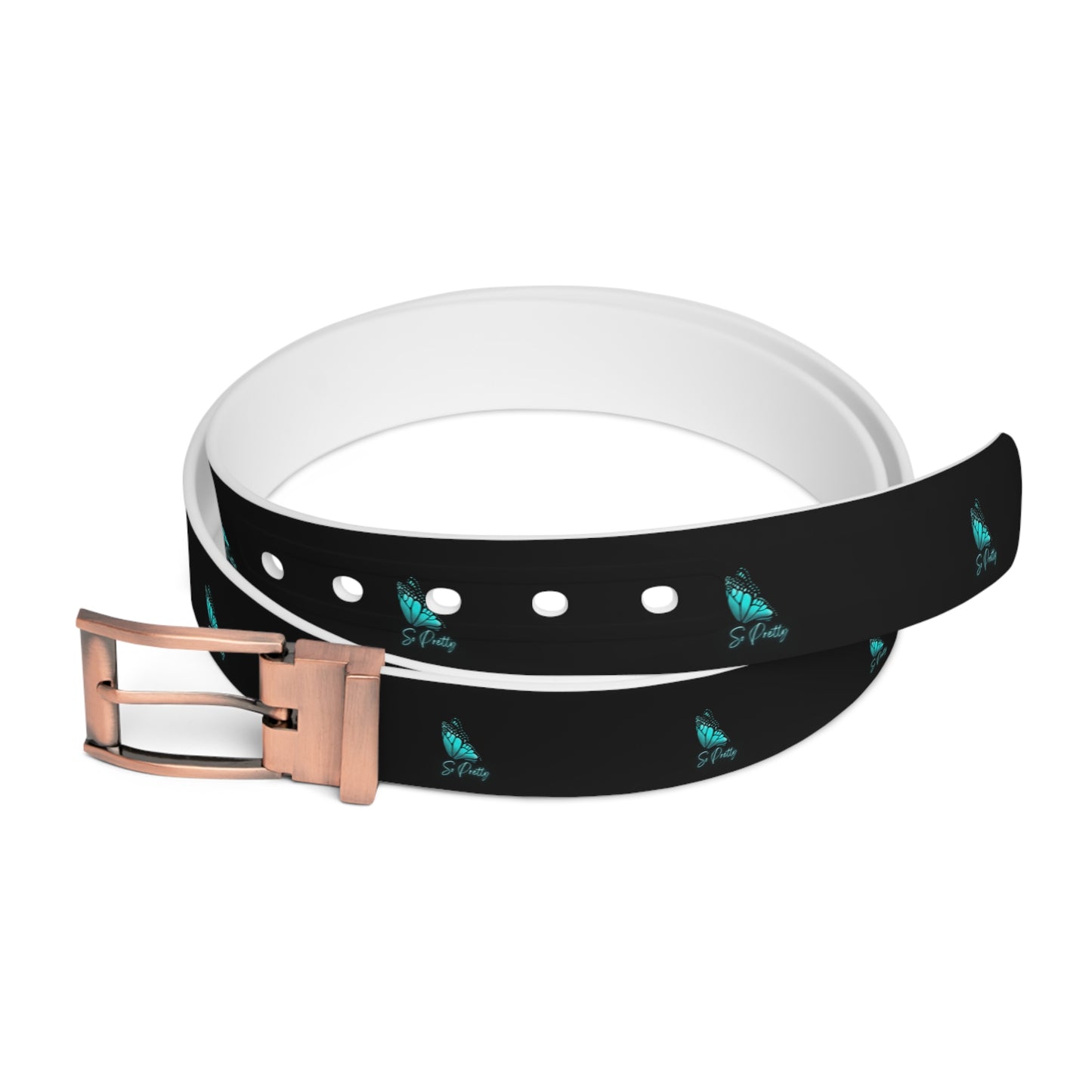 So Pretty Turquoise Butterfly logo belt