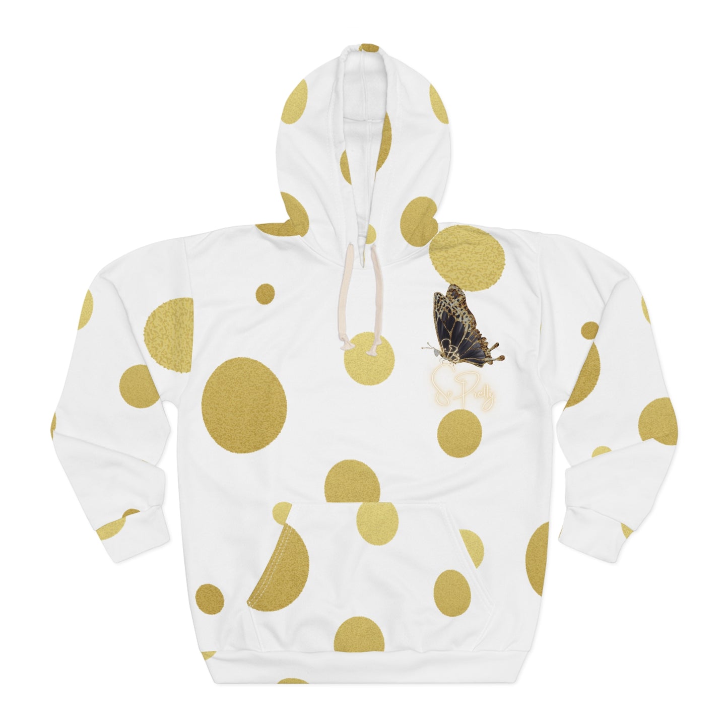 Unisex Pullover Seeing Spots Hoodie with So Pretty logo (AOP)