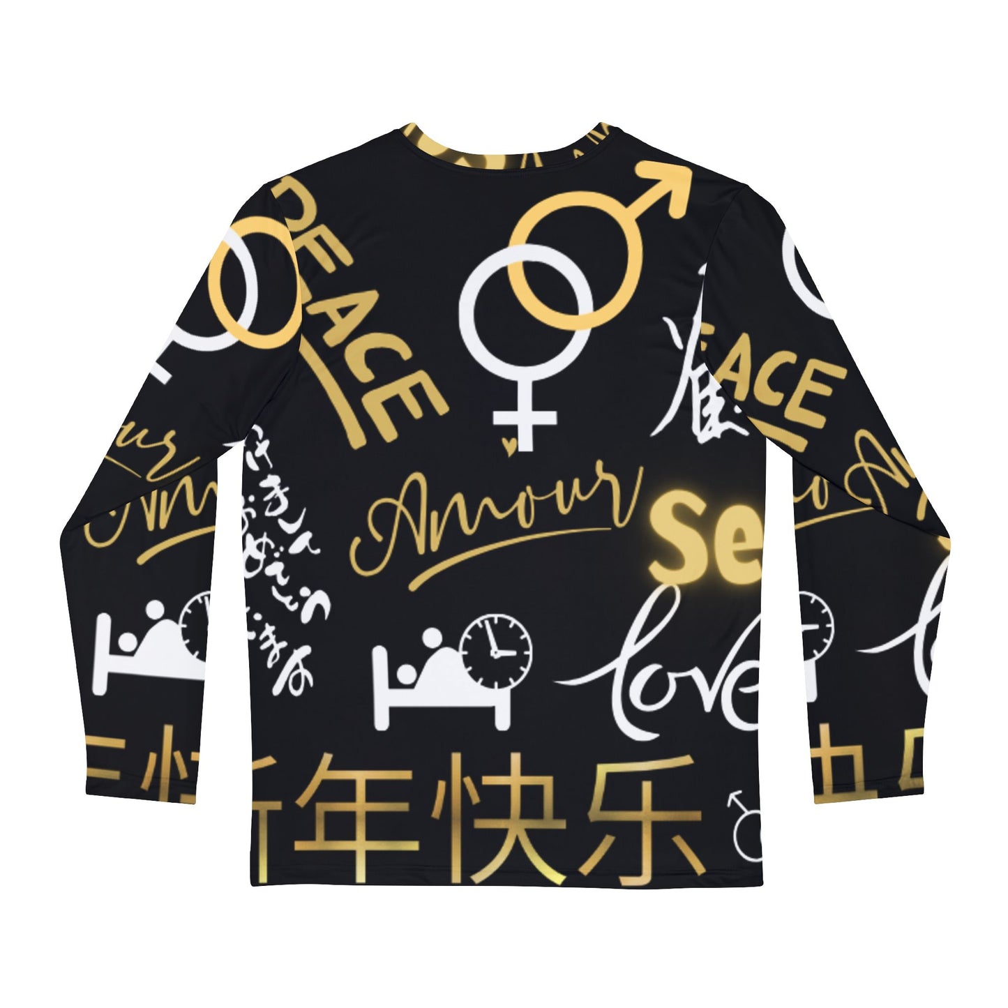 Men's zer0geez Long Sleeve Love, SEX, Peace Shirt (AOP)