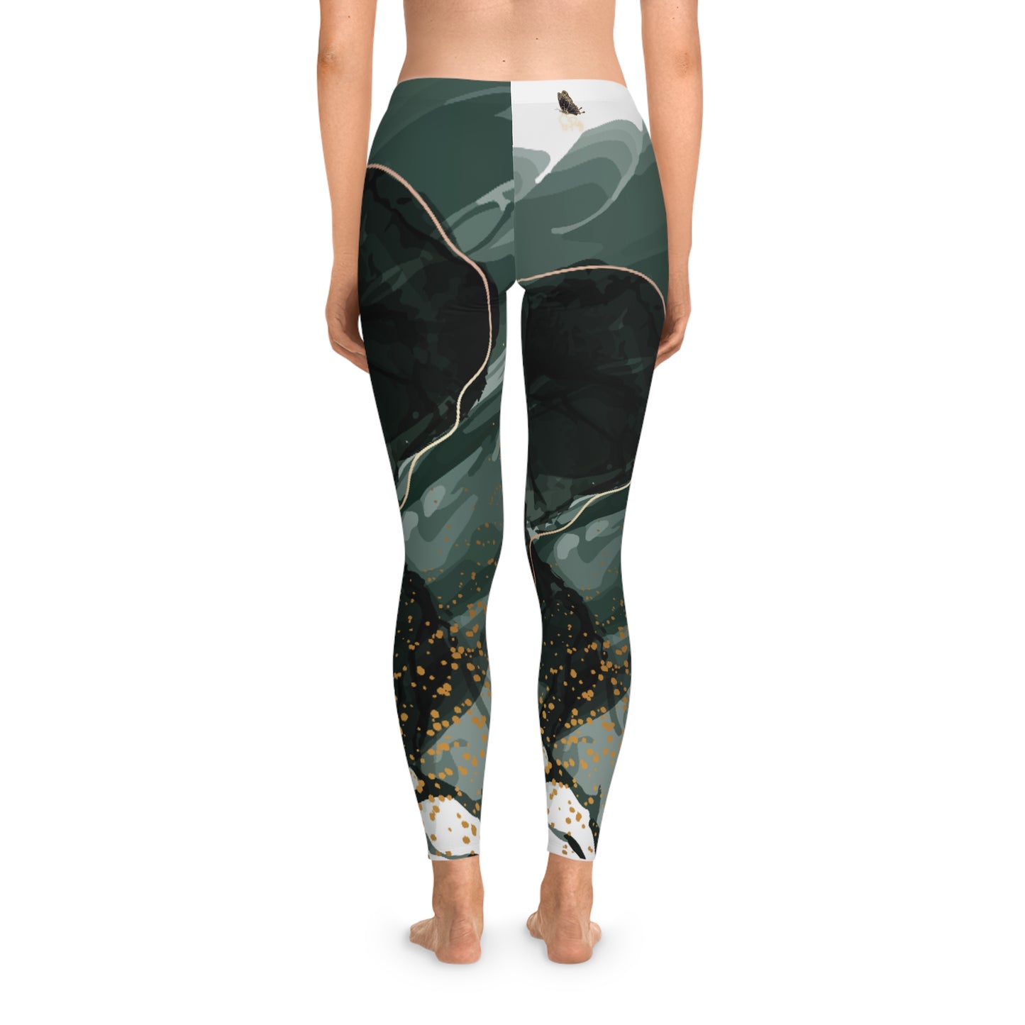 Stretchy Gray Marbleized Leggings with So Pretty logo (AOP)