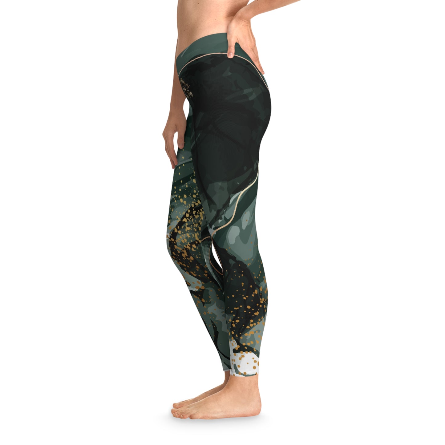 Stretchy Gray Marbleized Leggings with So Pretty logo (AOP)