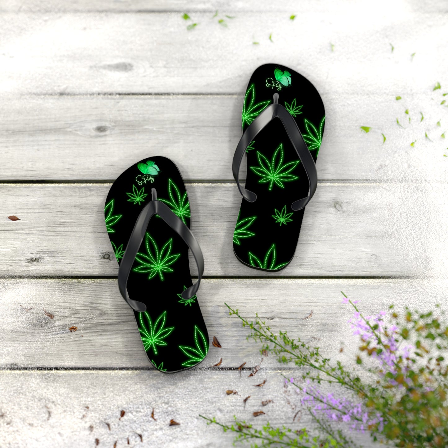 So Pretty Spleef leaf Flip Flops