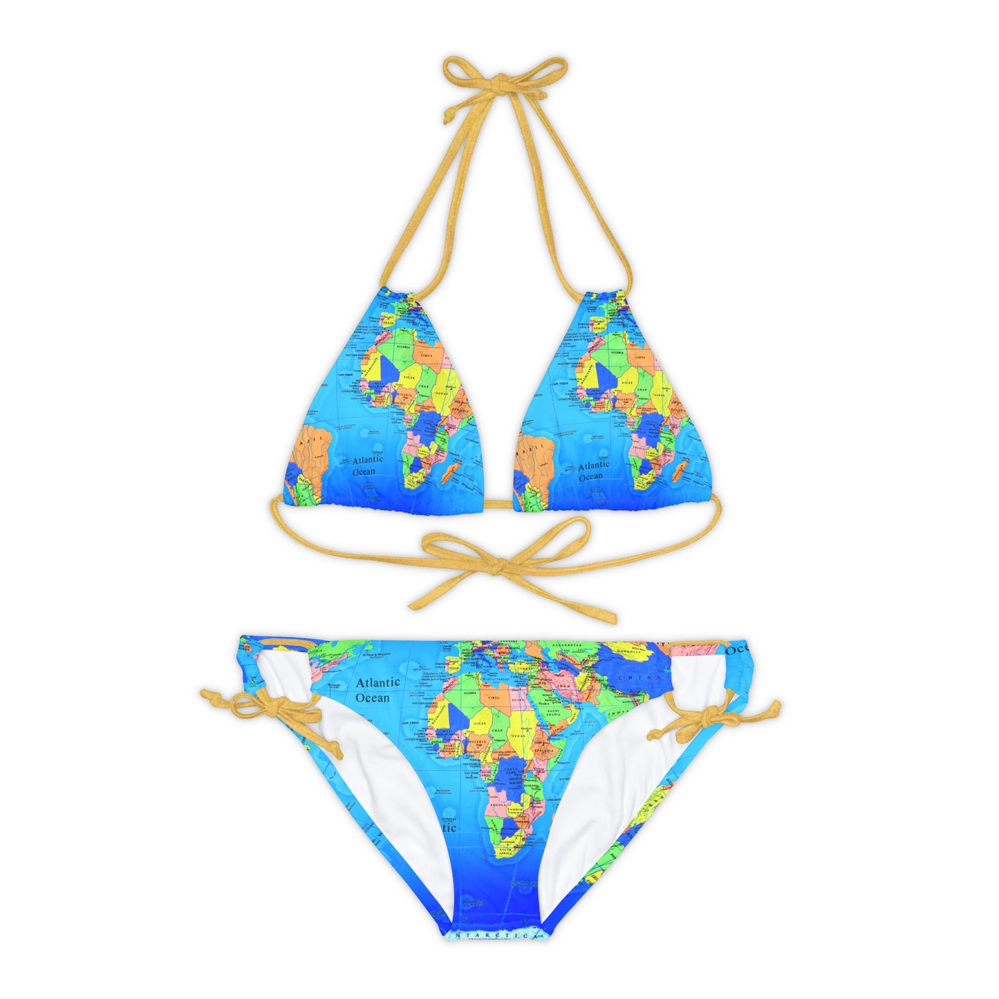 Strappy So Pretty View of the World Bikini Set (AOP)