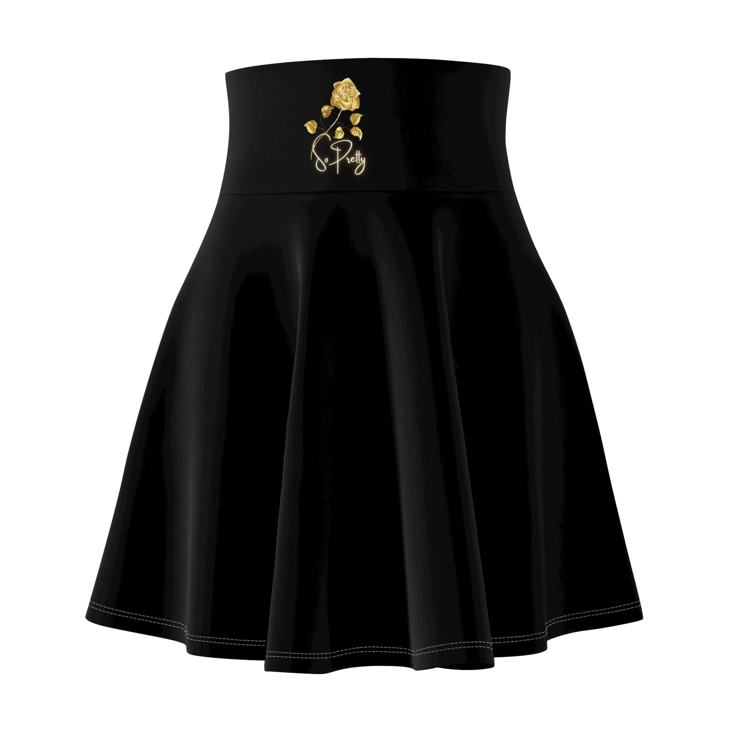 Women's So Pretty Gold Accented Skater Skirt (AOP)