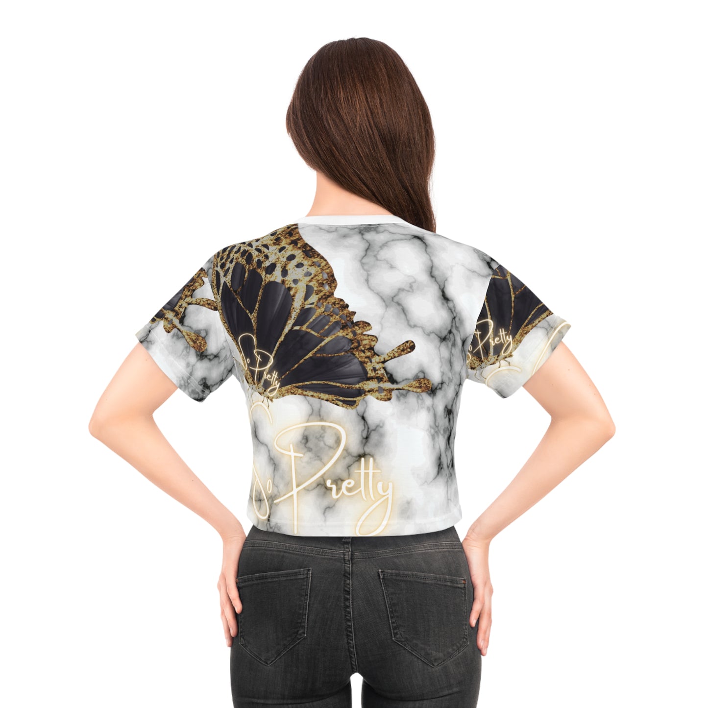 So Pretty Marbleized Crop Tee (AOP)