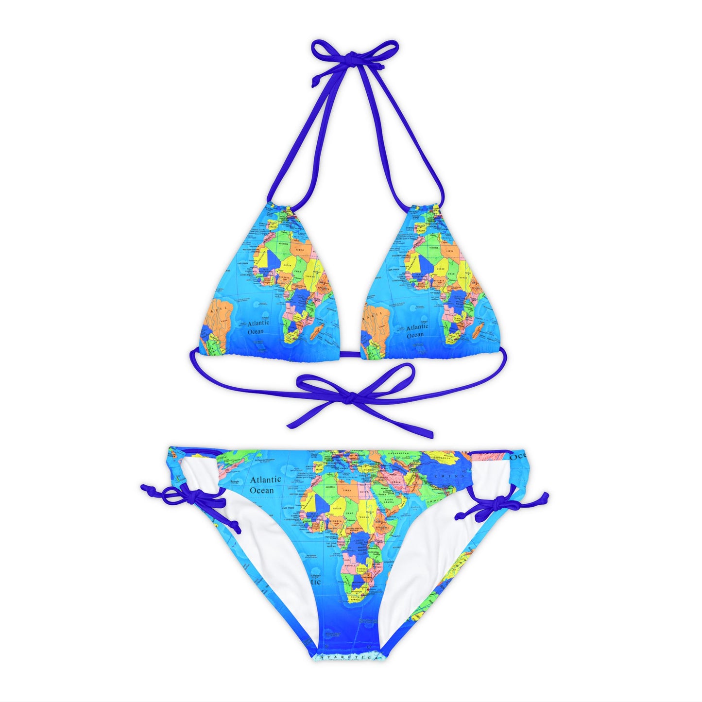 Strappy So Pretty View of the World Bikini Set (AOP)