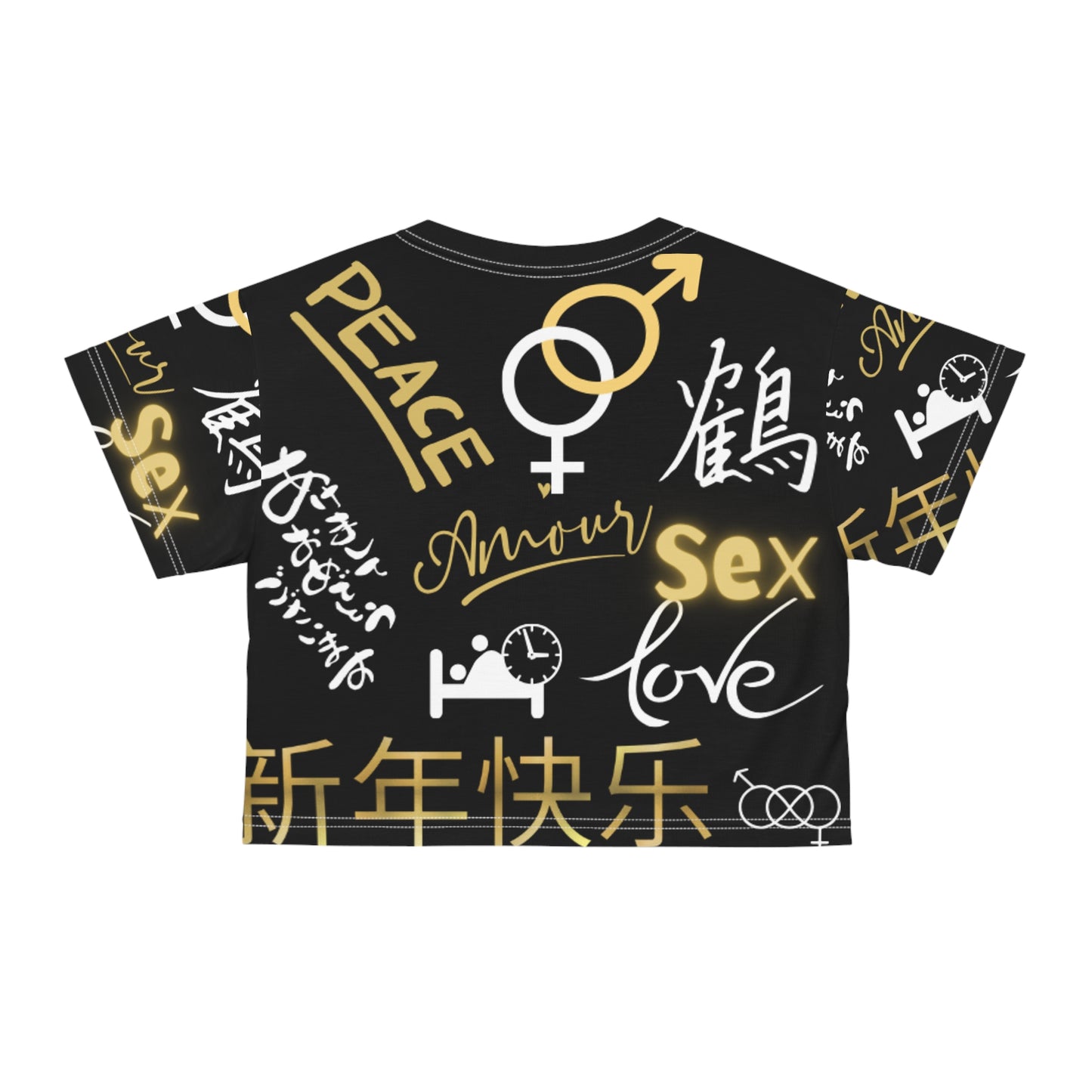 So Pretty Love, Sex and Peace Crop Tee (AOP)