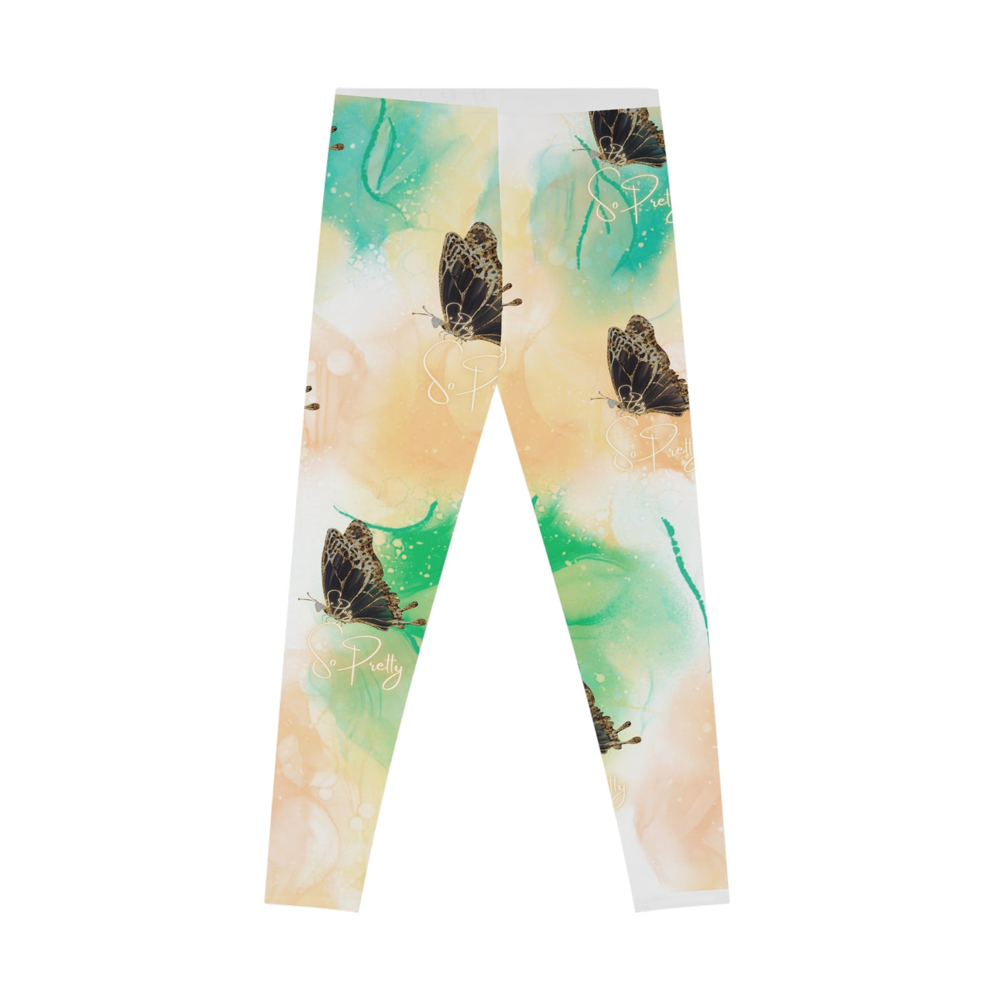 Stretchy, Gold Dusted So Pretty Leggings with So Pretty logo (AOP)