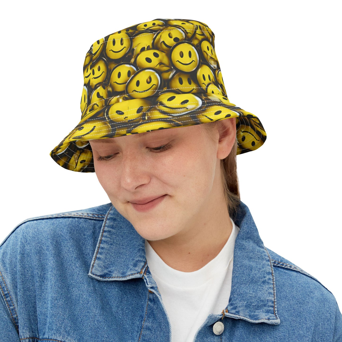 So Pretty Smiley Face Bucket Hat (AOP)