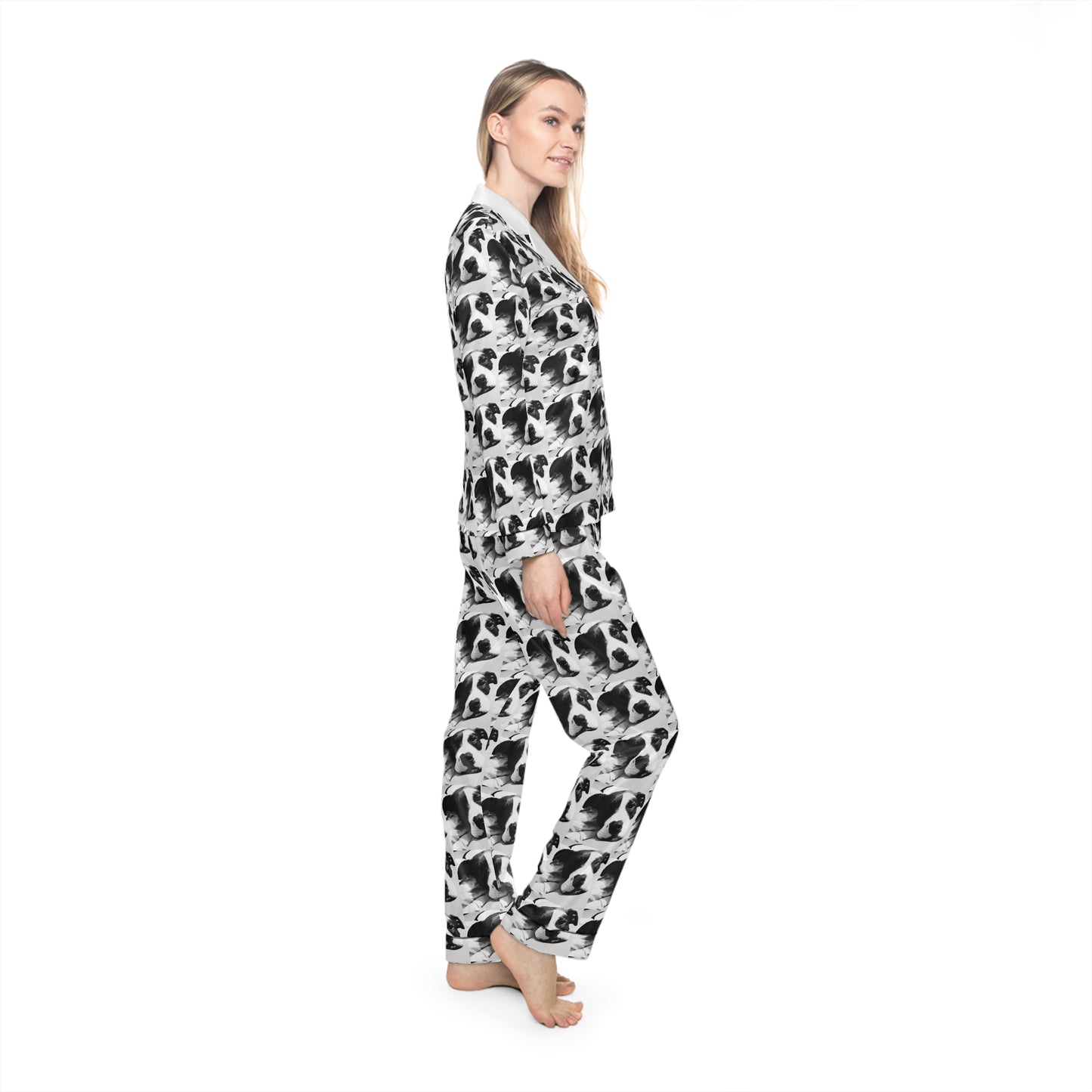 Women's Satin Shiloh the Lovable Dog Pajamas (AOP)