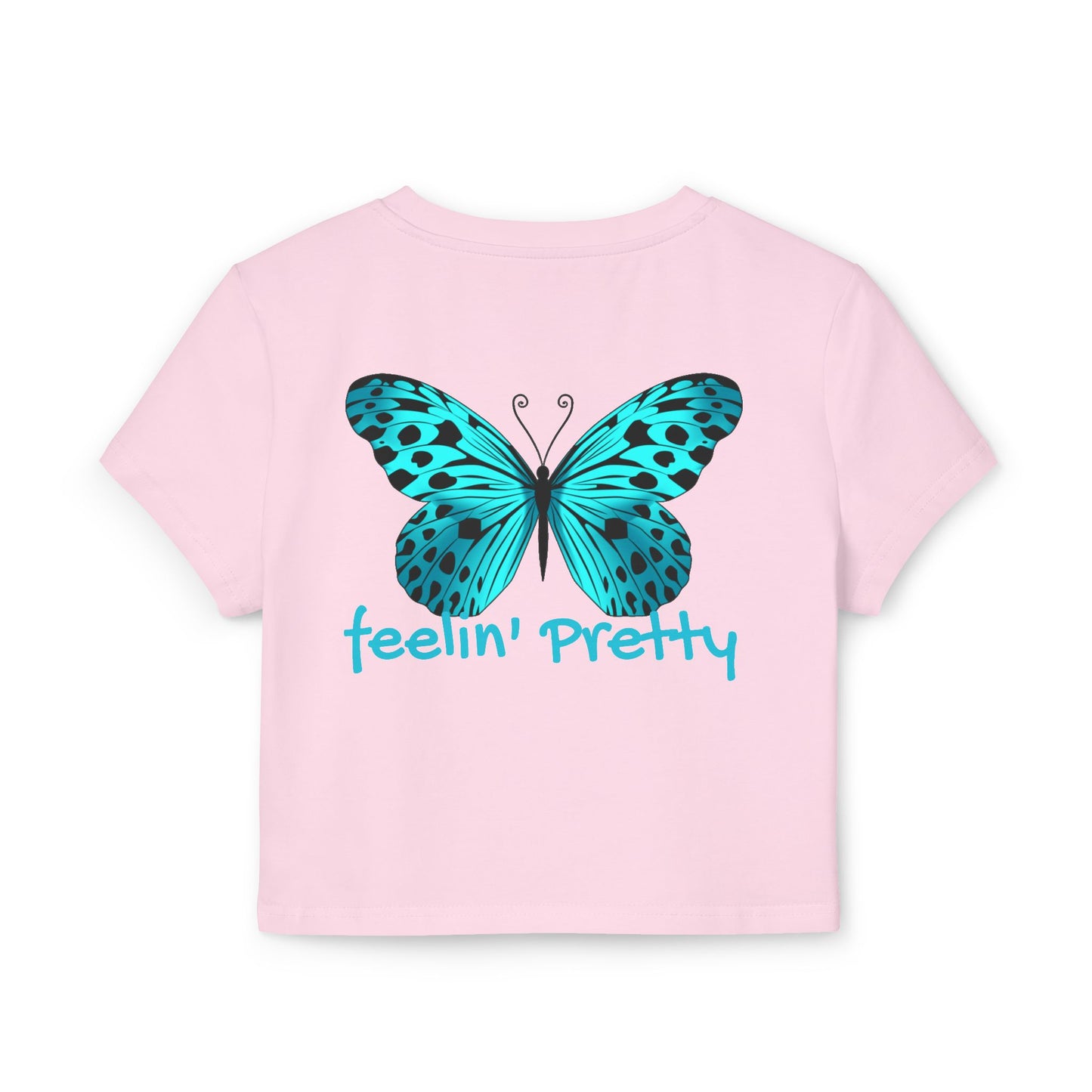 So Pretty Turquoise Butterfly Women's Baby Tee