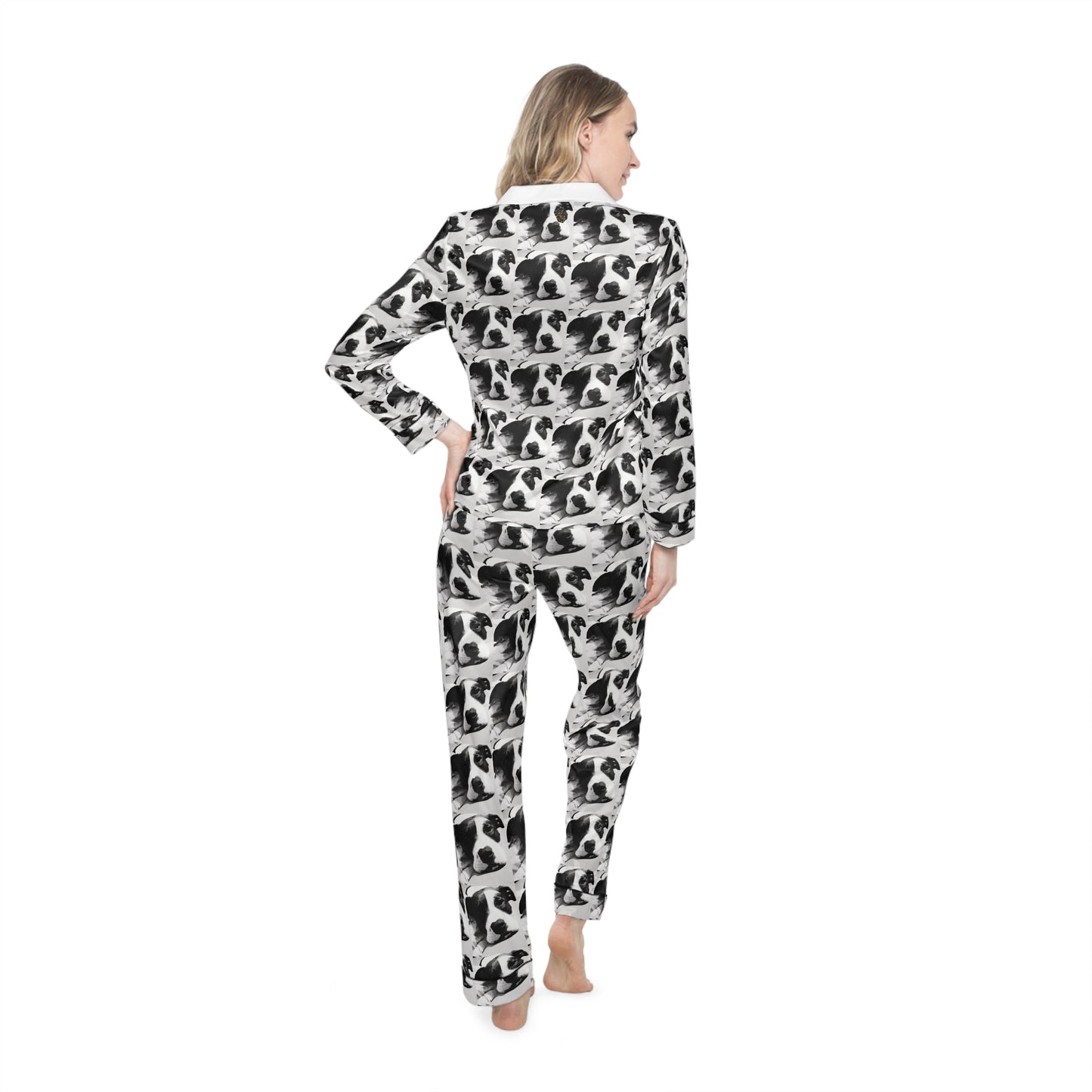 Women's Satin Shiloh the Lovable Dog Pajamas (AOP)