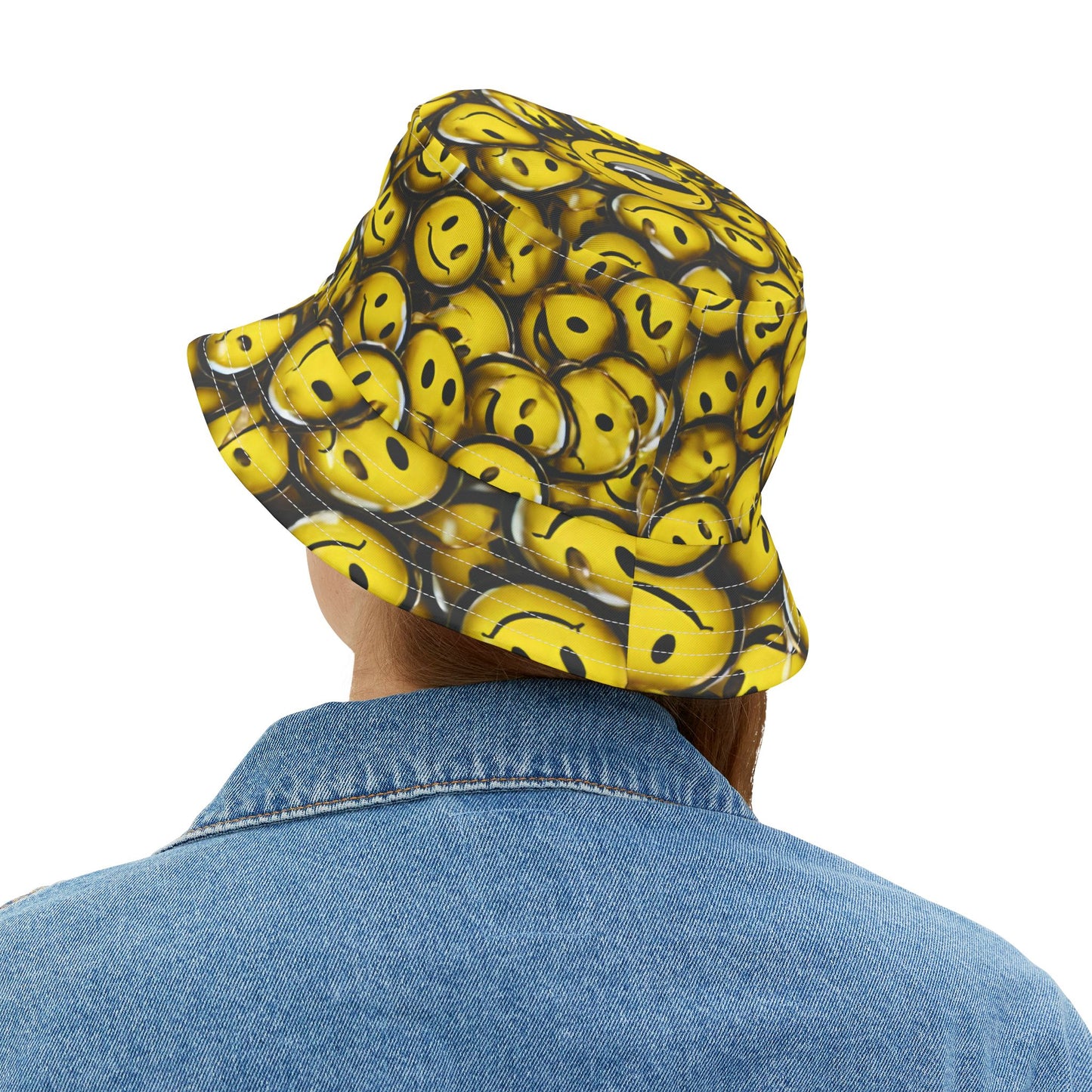 So Pretty Smiley Face Bucket Hat (AOP)