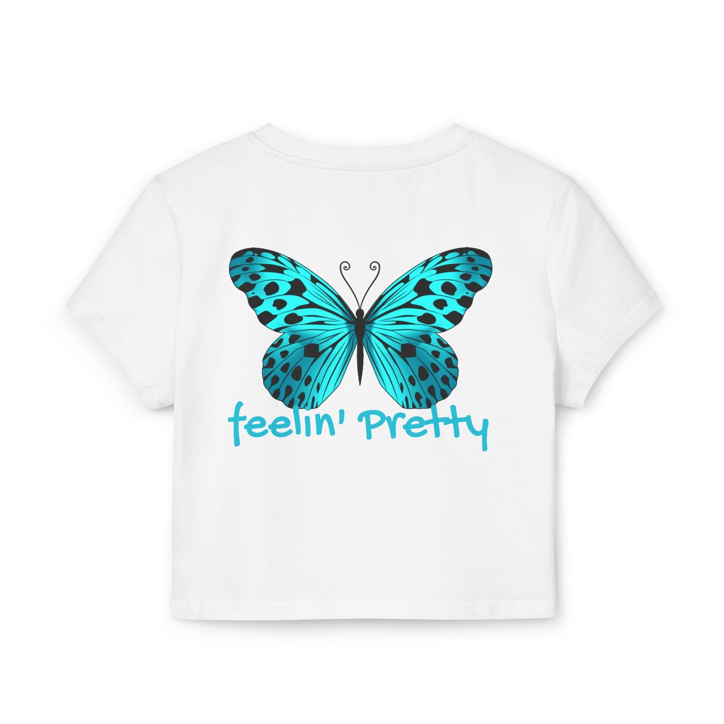 So Pretty Turquoise Butterfly Women's Baby Tee