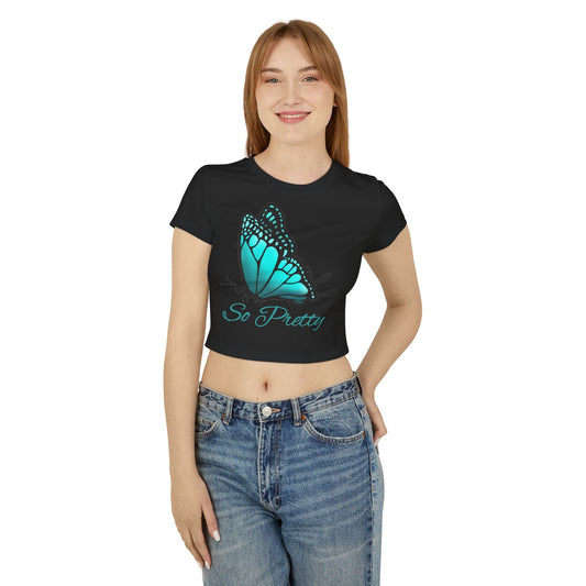 So Pretty Turquoise Butterfly Women's Baby Tee