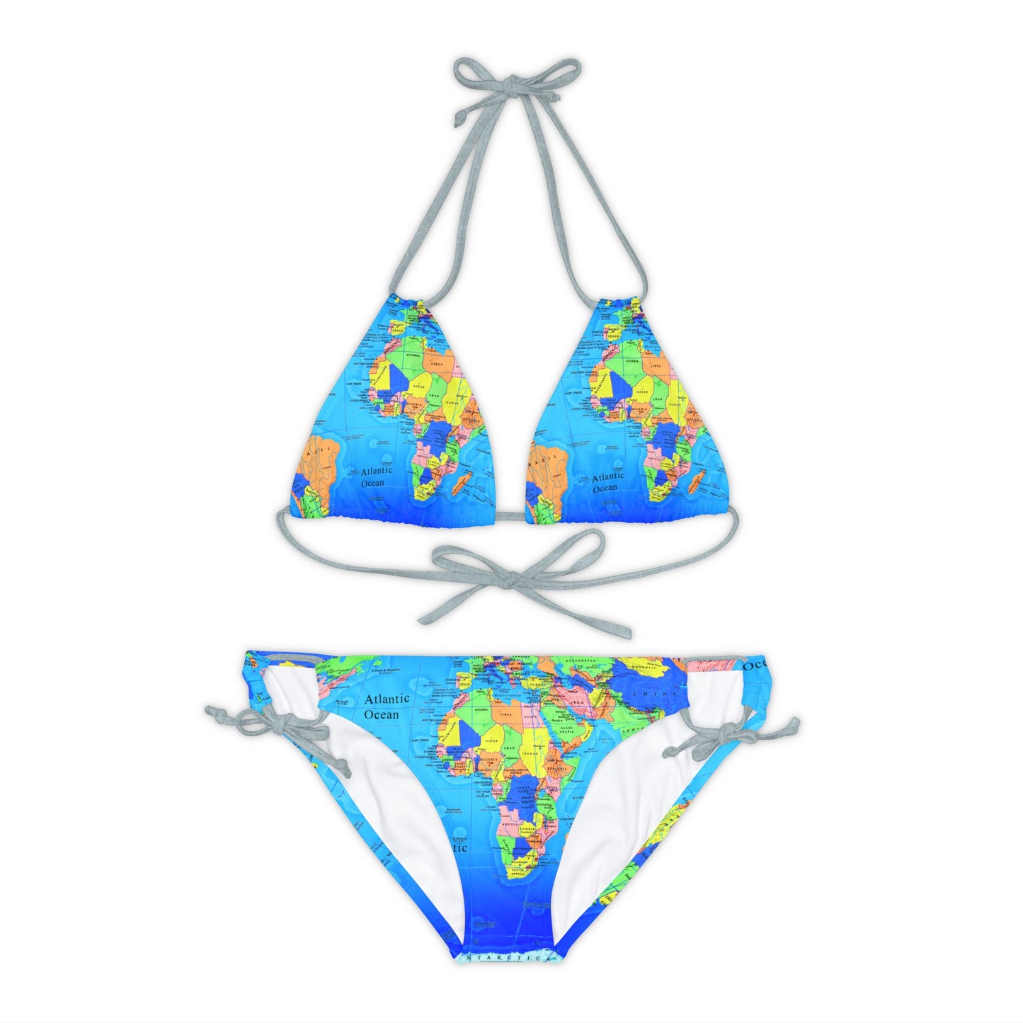 Strappy So Pretty View of the World Bikini Set (AOP)