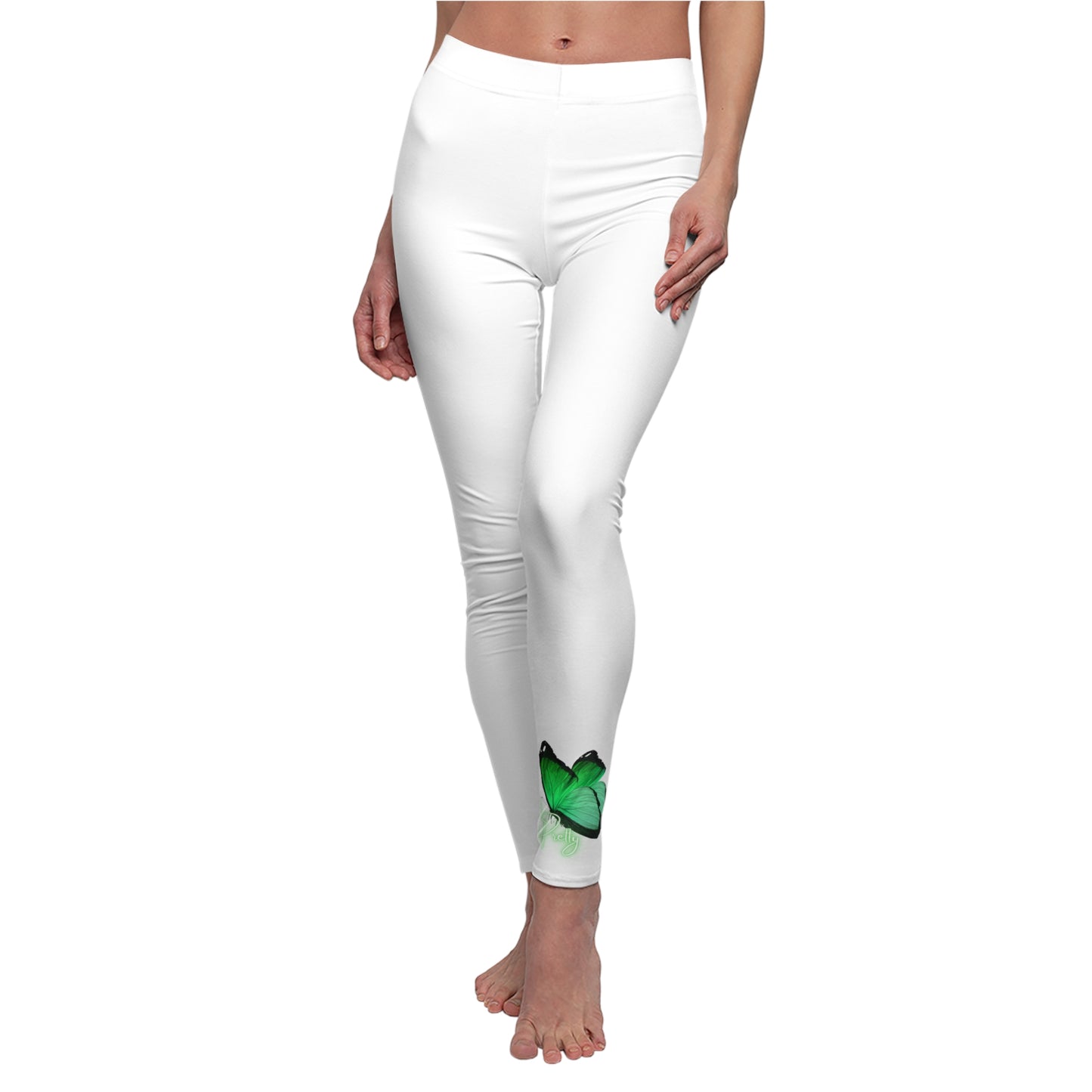 Women's So Pretty Emerald Butterfly Casual Leggings (AOP)