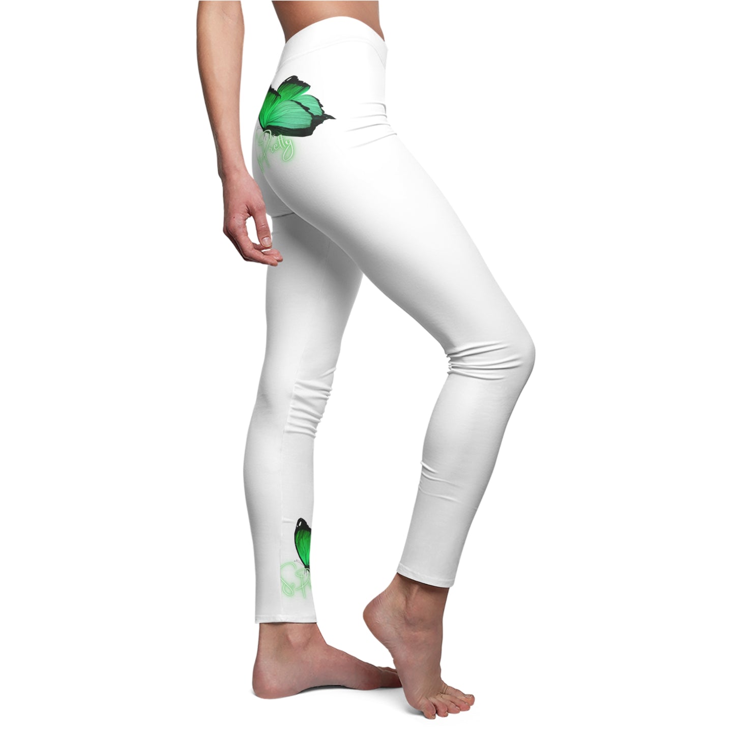 Women's So Pretty Emerald Butterfly Casual Leggings (AOP)